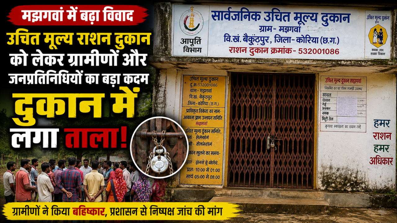मझगवां में उचित मूल्य दुकान पर विवाद, ग्रामीणों और जनप्रतिनिधियों ने लगाया ताला